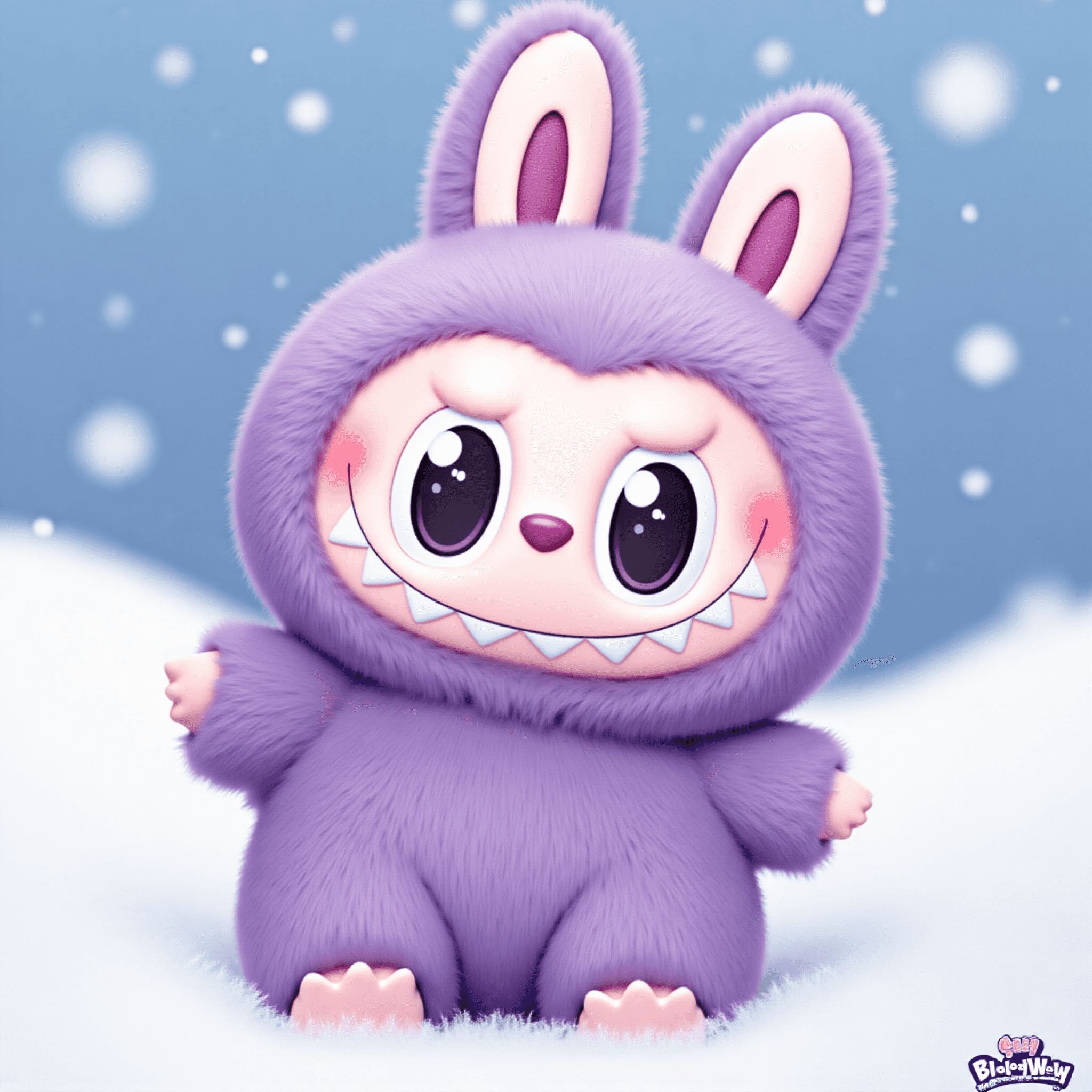 Labubu Warm Winter Snow Wallpaper
