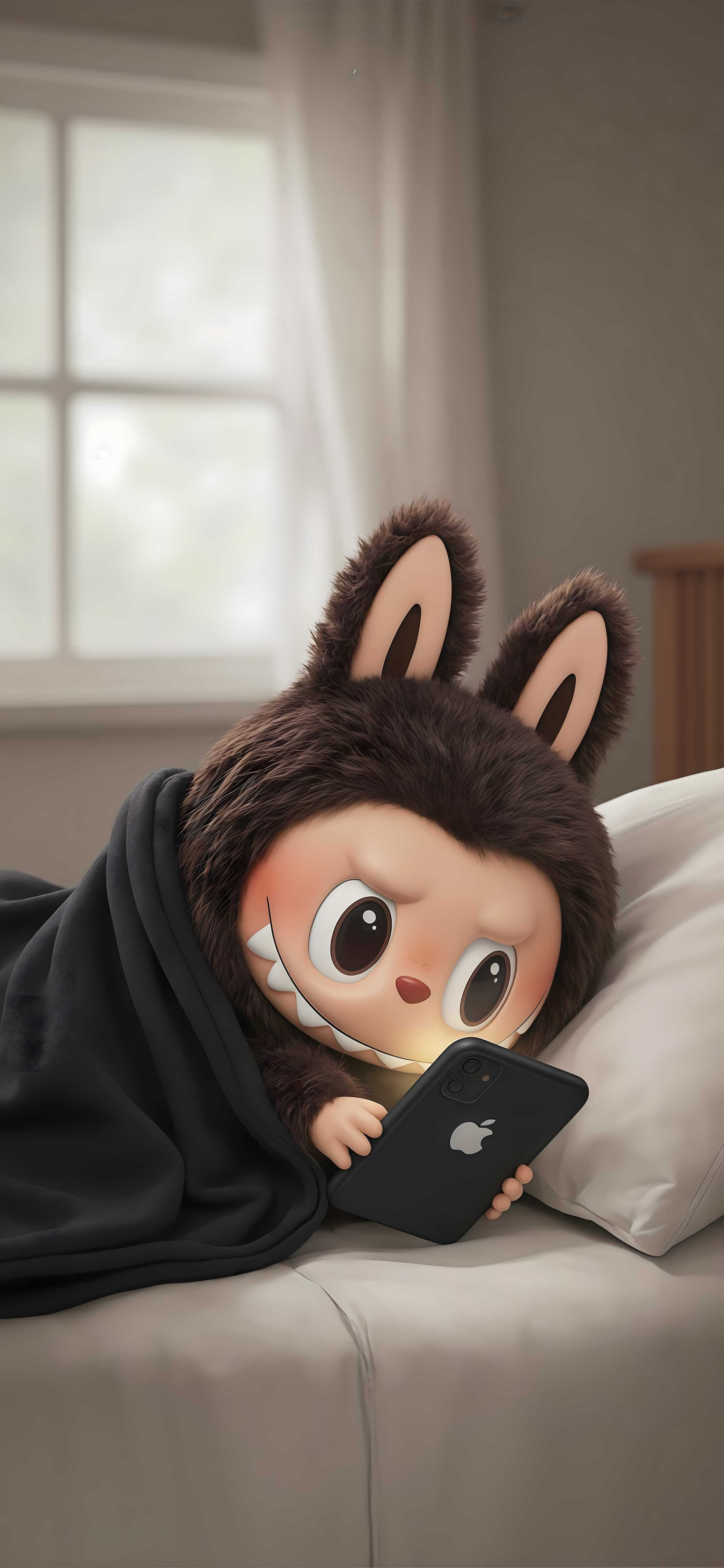 Couples - Lazy LABUBU: Phone Time in Bed