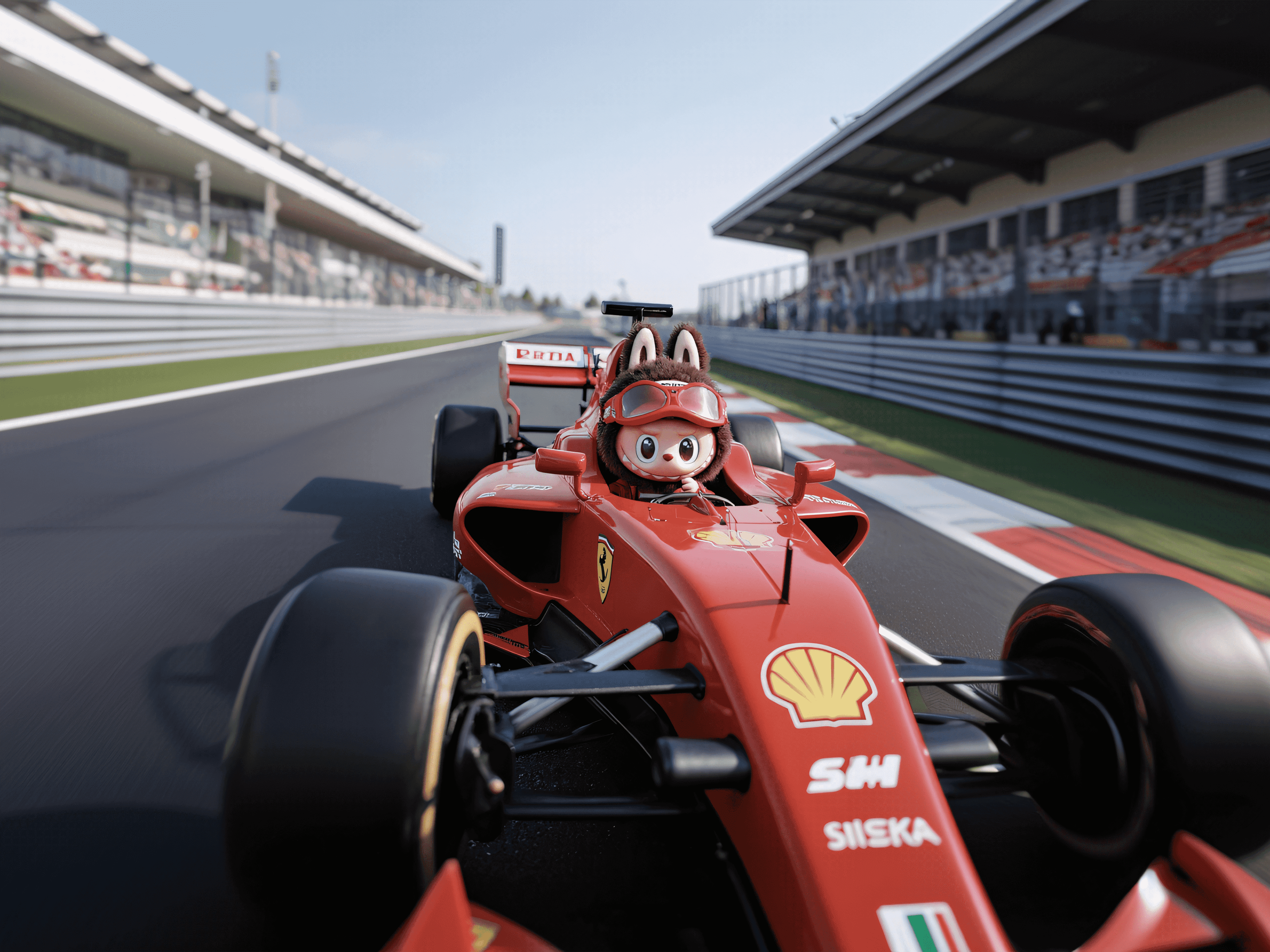 Determined racing driver Labubu