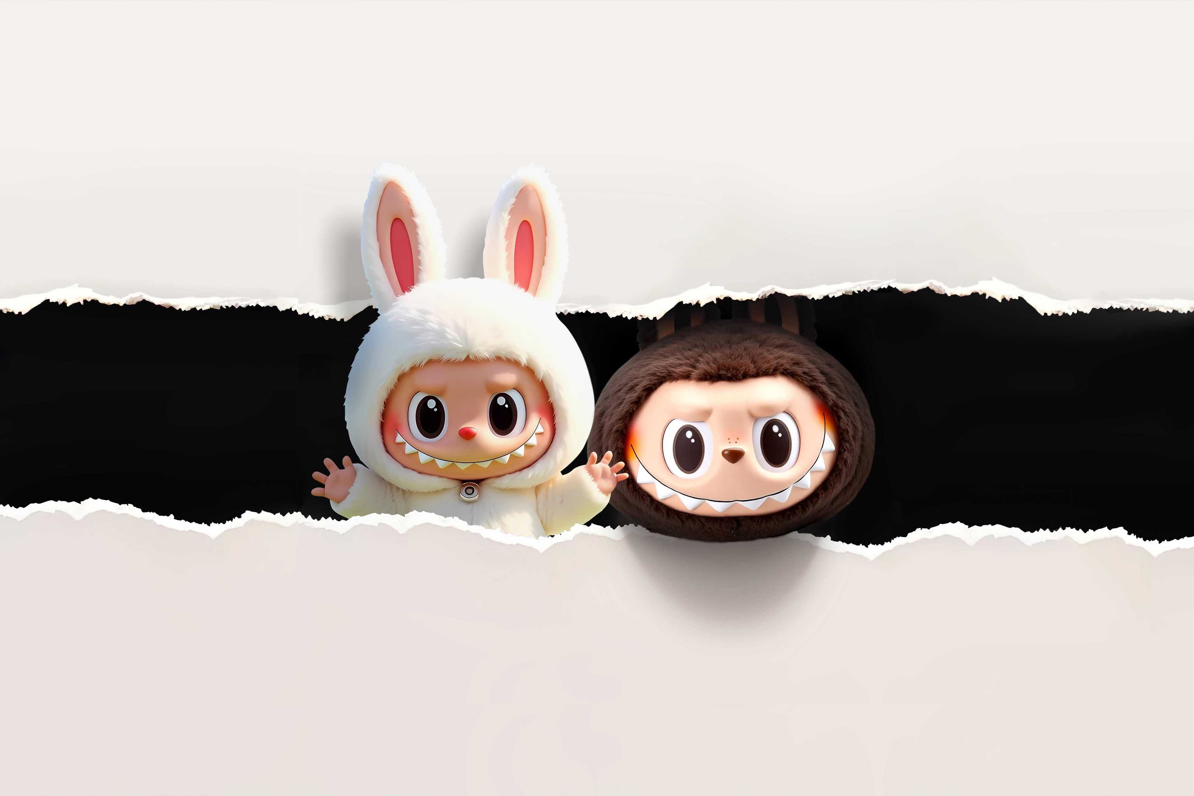 LABUBU's Friendly Dialogue: Communication between Rabbit Ears and Brown Hair