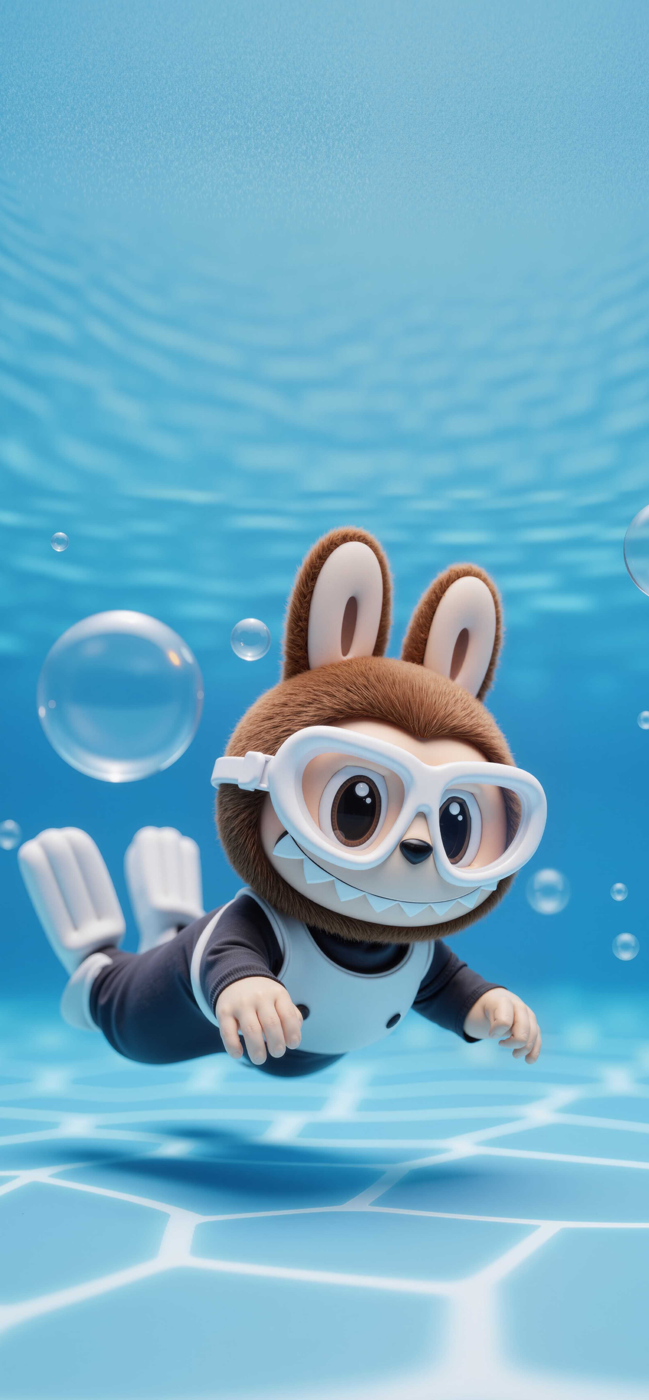 Coffee colored labubu pool diving useful
