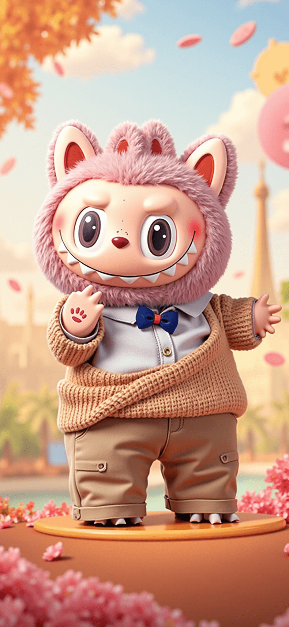 Cute Labubu Mobile Wallpaper - Labubu Marred in Par