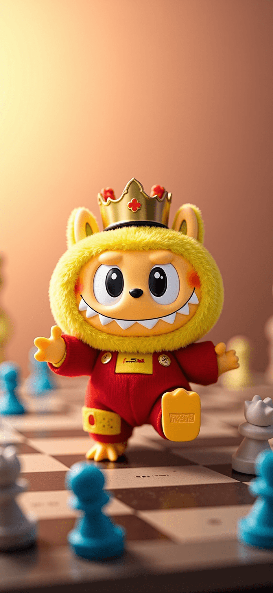 Mystérieux évêque labubu: promenade en échiquier des sages élégants