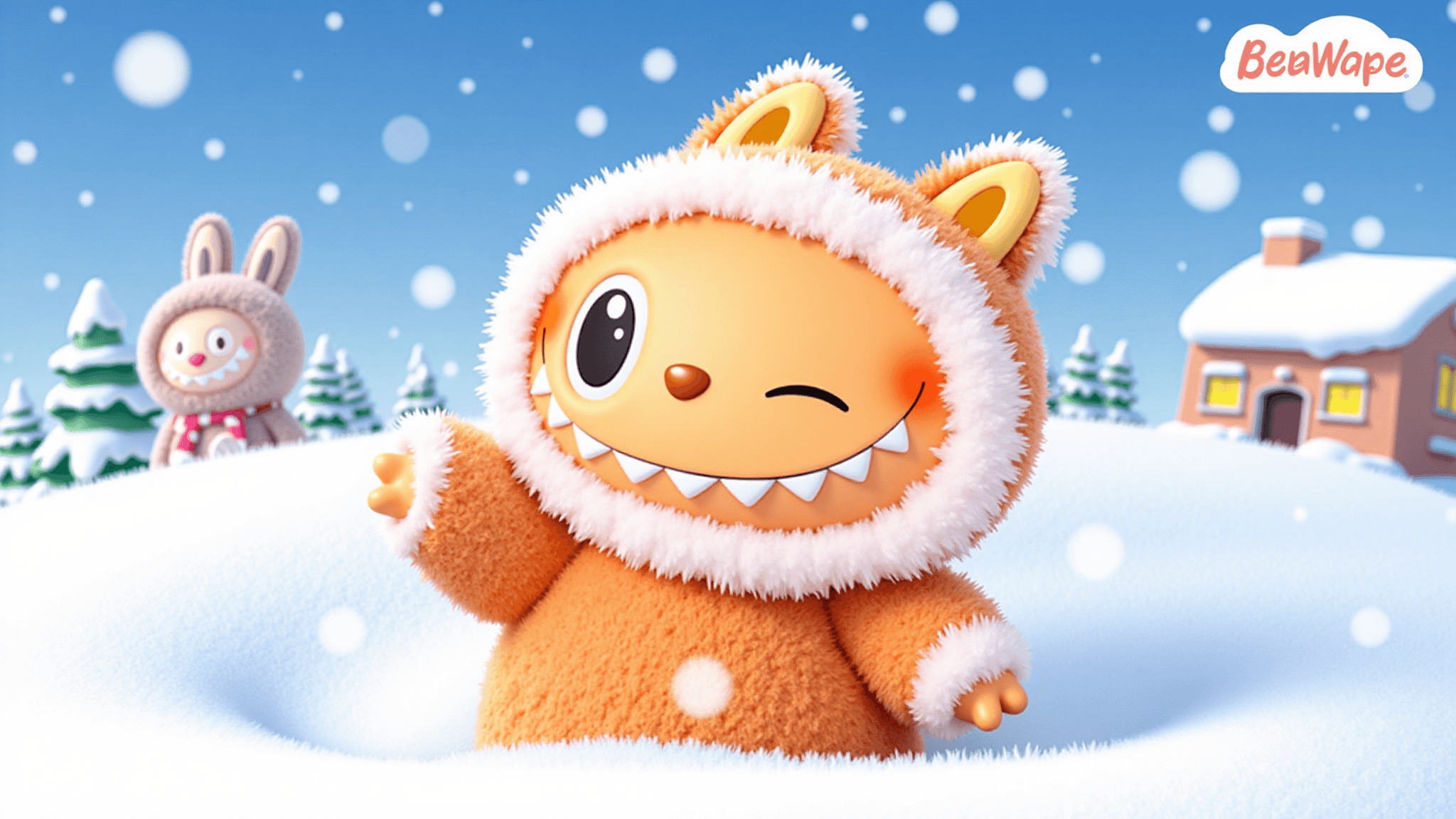 Beaux Fonds d'écran d'ordinateur labubu - labubu dans un Cozy Win