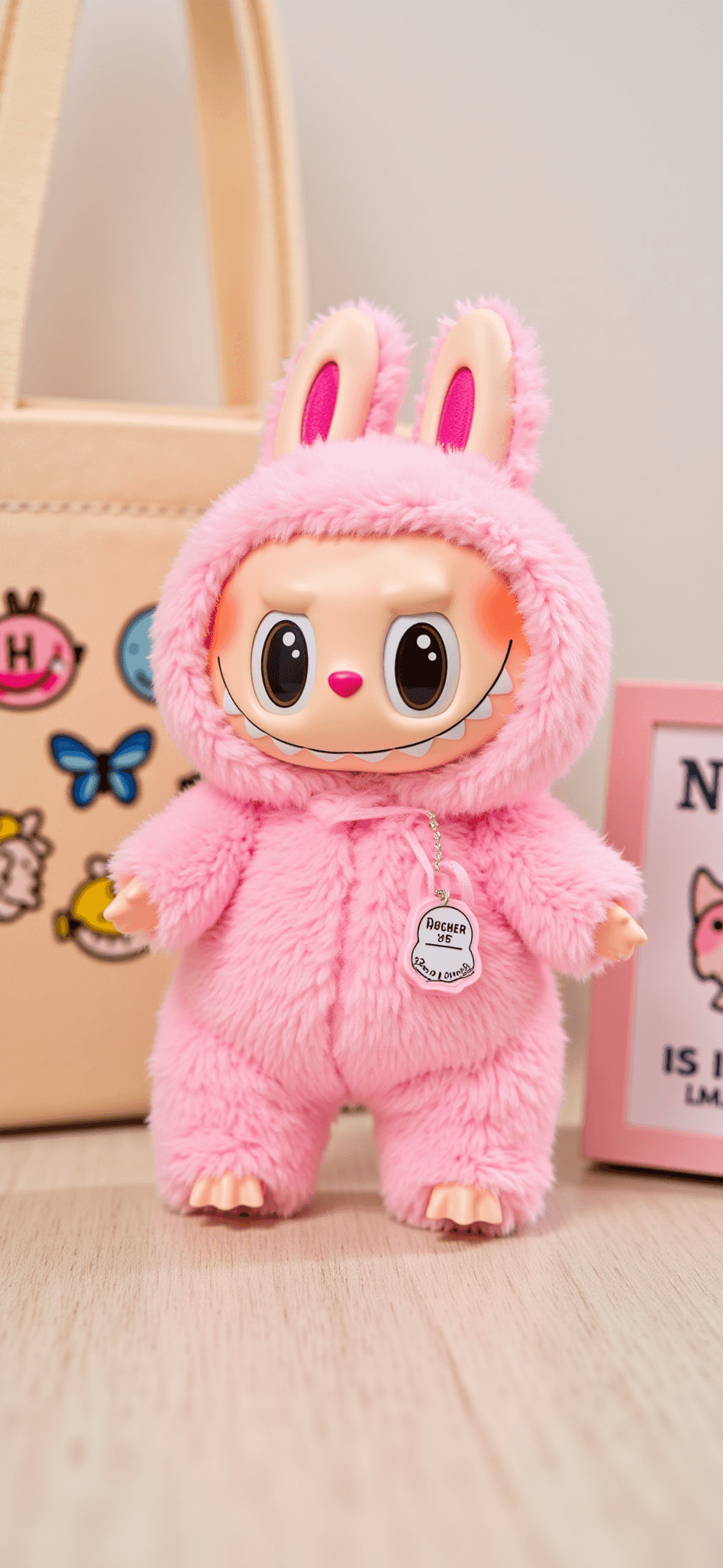 Pink Fleece Labubu Warmth Comes: Healing Phone Wallpaper